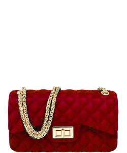 Quilt Embossed Jelly Small Classic Shoulder Bag JA0006 RED